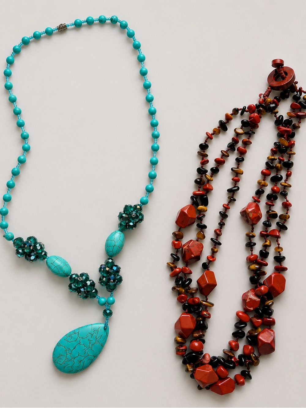 Semi-Precious Stone Statement Necklaces - Buy separately or as a pair.